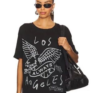 The Laundry Room Black Short Sleeve Tee with White Graphic - Los Angeles Eagle